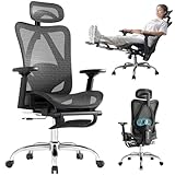 Ergonomic Office Chair, SGS Certified Gas Cylinder,Adjustable Lumbar Support, Retractable Footrest, Breathable Mesh Gaming