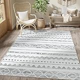 jinchan Area Rug 5x7 Bedroom Boho Outdoor Moroccan Floor Cover Mudcloth Geometric Bohemia Mat Black Diamond Non Slip Carpet for Living Room Kitchen Dining Bathroom