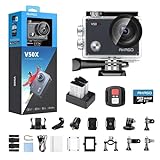 AKASO V50X Native 4K30fps WiFi Action Camera with EIS Touch Screen 4X Zoom 131 feet Waterproof Camera Support External Mic Remote Control with Helmet Accessories with 64GB MicroSD Card