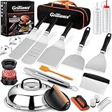 Grilliance 27pcs Blackstone Griddle Accessories Kit, Flat Top Grill Tools for Camp Chef，Hibachi Enlarged Spatula Gift Set with Basting Cover，Burger Press Patty Maker for Outdoor BBQ Teppanyaki