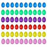 Foraineam 60 Pieces Plastic Egg Shakers Percussion Musical Eggs Maracas Colorful Easter Egg Noisemaker Musical Instruments for Party Favors Supplies Music Learning DIY Painting