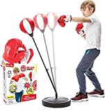 Whoobli Punching Bag for Kids Incl Boxing Gloves | 3-10 Years Old Adjustable Kids Punching Bag with Stand | Boxing Bag Set Toy for Boys & Girls (Red White). New 2024