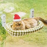 Mewoo Cat Window Perch, Cordless Cat Window Hammock with 4 Strong Suction Cups, Embeded Cat Hammock for Window, Steel Frame and Removable Soft Cover (Green, 22.8 ''L x 14.1 ''W x 7.8 ''H)