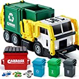 JOYIN 16" Large Garbage Truck Toys for Boys, Realistic Trash Truck Toy with Trash Can Lifter and Dumping Function, Garbage Sorting Cards for Preschoolers, Toy Truck Gift for Boy Age 3 4 5 Years Old