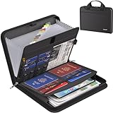 ENGPOW Fireproof Legal Size Accordion File Organizer,Expandable File Folder with Handle & Labels,13 Pockets Large Document Organizer Portable Home Travel Safe Foder Storage for Important Files,Black