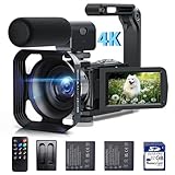 Video Camera Camcorder 4K 42MP YouTube Vlogging Camera 18X Digital Zoom 3” 270° Rotation Screen vlog Camera with Microphone, Remote Control, 2 Batteries, Lens Hood, 32G SD Card