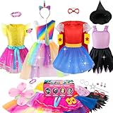 Jeowoqao Girl Dress up Trunk, 24 Pieces Pretend Play Costume Set for Toddler/Little Girls Ages 3-5yrs