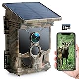 Solar Trail Cameras 4K 46MP, CEYOMUR WiFi Bluetooth Trail Camera with 120° Detection Angle Night Vision Motion Activated, Game Camera with IP66 Waterproof U3 32GB Micro SD Card for Wildlife Monitoring