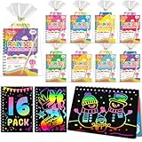 Scratch Art Party Favors for Kids: 16 Pack Rainbow Scratch Notebook Loot Bag Fillers for Kids Birthday Party Favors Christmas Gifts Classroom Prizes Goodie Bag Items Arts and Crafts for Kids Ages 8-12