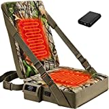 TIDEWE Hunting Seat Cushion Heated with Backrest & Battery Pack, Self-Supporting Water Resistant Hunting Seat for Tree Stand, Warm Portable Seat Pads for Hunting, Camping, Hiking, Fishing (Next Camo VISTA)