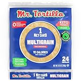 Mr. Tortilla 1 Net Carb Tortillas Low Carb Keto Soft Taco Shells for Wraps, Quesadillas & Tostadas-Healthy Vegan Tortilla Wraps with No Cholesterol-Low on Calories & Fat (Multigrain, 24 Tortillas)