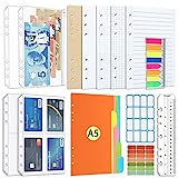 AMTAM A5 Refill Paper set, A5 Flipchart Paper With 6 Holes And Housekeeping Cards, Zip Pockets, Dividers, Rulers, Sticky Notes, Etc. for 6-Ring Binder Journal Notebook