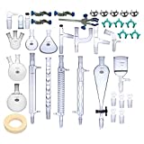 Laboy Glass Advanced Organic Chemistry Lab Glassware Kit Laboratory Glassware Apparatus (38pcs)