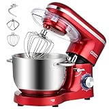 Kitchen in the box Stand Mixer, 6.5QT Mixer, 6-Speed 660W Dough Mixer with Egg Whisk,Dough Hook,Beater for Most Home Cooks (Red)