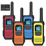 NXGKET Walkie Talkies for Kids Adults, Rechargeable Long Range Walky Talky 2 Way Radios 22 Channels with 1200mAh Li-ion Battery USB-C Cable for Family Outdoors Camping Hiking Toys Gift 4 Pack