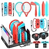 Switch Sports Accessories Bundle with Organizer Station Compatible with Nintendo Switch/ OLED Console & Joy-con, Storage and Organizer for Switch Sports Games, Family Sports Games Pack Accessories Kit