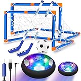 AJATA Hover Hockey Soccer Ball Set - 3-in-1 Rechargeable Boys Toys Hover Soccer Gifts for Boys Girls Kids 3 4 5 6 7 8-12 Blue