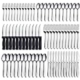 Pleafind 72-Pcs Cutlery Set for 12, Silverware Sets with Steak Knives, Stainless Steel Flatware Set, Cutlery Include Knife Fork and Spoon, Dishwasher Safe Utensil Sets for Home Restaurant