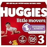 Diapers Size 3 - Huggies Little Movers Disposable Baby Diapers, 156ct, One Month Supply