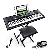 Alesis Melody 61 Key Keyboard Piano for Beginners with Speakers, Stand, Bench, Headphones, Microphone, Sheet Music Stand, 300 Sounds and Music Lessons