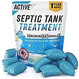 Septic Tank System Treatment Pods - 12 Dissolving Packets | Enzyme-Producing Live Bacteria Solution | 1 Year Supply Professional Eco-Friendly Maintenance | Prevent Clogs, Odor & Backups | Made in USA