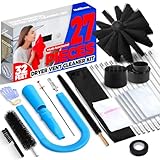 Holikme 11 Pieces Dryer Vent Cleaner Kit Dryer Cleaning Tools, Include 30 Feet Dryer Vent Brush,Omnidirectional Blue Dryer Lint Vacuum Attachment, Dryer Lint Trap Brush, Vacuum & Dryer Adapters