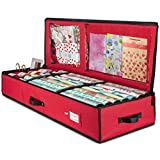 Zober Wrapping Paper Storage- Premium Gift Wrap Organizer - Underbed Storage for Gift Supplies, Holiday Accessories, Ribbons, Bows - 14 Inch x 40 Inch x 6 Inch (Black & Red)