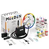 MEEDEN Airbrush Kit with Portable Mini Air Compressor, Gravity Feed Dual-Action 0.5mm Airbrush Gun & 12 Airbrush Paints, Cleaning Set for Painting, Makeup, Nail, Tattoo, Model, Hobby