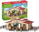 Schleich Horse Barn and Stable Playset - Award-Winning Riding Center 96 Piece Set, 2 Pony Toys, Rider Figurine, and Farm Accessories, for Girls and Boys 3 Years Old and Above