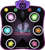 Flooyes Dance Mat Toys for 3-12 Year Old Kids, Electronic Dance Pad with Light-up 6-Button & Wireless Bluetooth, Music Dance Game Mat with 5 Game Modes