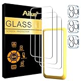 Ailun 3 Pack Screen Protector for iPhone 15 Pro [6.1 inch] + 3 Pack Camera Lens Protector,Case Friendly Tempered Glass Film,[9H Hardness] - HD [6 Pack]