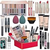 All in One Makeup Kit for Women Full Kit Includes 20 Colors Eyeshadow Palette Foundation & Face Primer, Makeup Brush Makeup Sponge, Eyebrow Soap, Winged Eyeliner Stamp Gift Set for Women, Girls & Teen