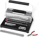 TIANSE Binding Machine, Spiral Coil Binder Machine Manual Punch Binder with Electric Coil Inserter, Disengaging pins, Adjustable Side Margin,Comes with 100pcs 5/16" Plastic Coil Binding Spines & Plier