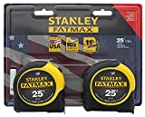 Stanley FMHT74038 Two Pack of Fatmax Easy-Read 25 Foot Tape Measures with Polyester Coated Nylon Blades