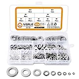 VIGRUE 684Pcs 304 Stainless Steel Flat Washers Assortment Washers Hardware Set - 9Sizes M2 M2.5 M3 M4 M5 M6 M8 M10 M12