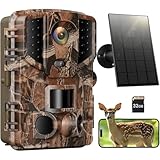 Solareye Trail Camera WiFi Solar Powered, 2.7K 48MP Game Camera with Night Vision Motion Activated with 32GB Micro SD Card, IP66 Waterproof 120° Detection Angle 0.2s Trigger 850nm Low Glow Infrared