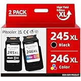 Pitooler for Canon Ink 245 246, Printer Ink for Canon PG-245XL 246XL Black Color, for Canon TS3420 Ink Cartridges, Fit for Pixma TS3400 MX492 TR4520 TS3120 TR4500 MG2920 MG2520 MG2525 Printer