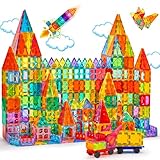 Magnetic Tiles, 100PCS Magnetic Blocks for Kids, Magnet Building Set with 2 Cars, Construction Building Set,STEM Sensory Educational Toys Gift for Toddlers Kids 3 4 5 6 7 8 9 Year Old