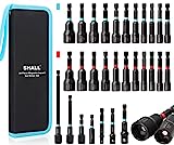 SHALL 29PCS Magnetic Nut Driver Set, Impact Drill Driver Bit 1/4" Hex Shank, SAE & Metric Cr-V Steel Power Nut Drivers with Quick-release Extensions, Impact Socket Adapters, Bit Holder and Storage Bag