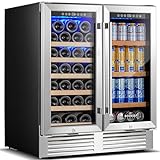 BODEGACOOLER 30 Inch Wine and Beverage Refrigerator, Dual Zone Wine Cooler, with Digital Touch Control and 2 Safety Locks,Soft LED Light Hold 31 Bottles and 92 Cans, Built-In or Freestanding