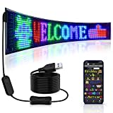 RAYHOME Scrolling Huge Bright Advertising LED Signs, Flexible USB 5V LED Store Sign Bluetooth App Control Custom Text Pattern Animation Programmable LED Display for Store Car Bar Hotel (27''x5'')