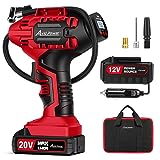 AVID POWER Tire Inflator Portable Air Compressor, 20V Cordless Car Tire Pump, Rechargeable Battery Powered Air Compressor w/12V DC Adapter, Digital Pressure Gauge