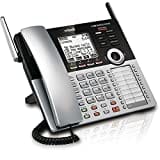 VTech CM18445 4-Line Expandable DECT6.0 Small Business Office Phone with Answering System-Main Console, Black and Silver