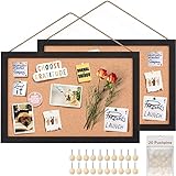 Emfogo 2-Pack Cork Board for Wall with 16x11Bulletin Boards Decor Picture Framed Display Board Hanging Cork Board Office Pin Board Vision Board for Room School Office Bedroom 20-Pushpin (Black)