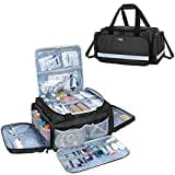 Trunab First Responder Bag Empty, Professional Medical Supplies Bag First Aid Kits Bag with Inner Dividers and Anti-Slip Bottom for Home Health Nurse, Community Care, EMT, EMS, Bag Only, Black