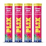 PLIX THE PLANT FIX Glutathione Skin Glow 60 Effervescent Tablets 500mg for Clear and Youthful Skin | Vitamin E Reduces Pigmentation, Fades Dark Spots, Hydrates Skin | Pack of 4, Strawberry Flavour