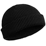 SATINIOR Trawler Beanie Watch Hat Roll-up Edge Skullcap Fisherman Beanie for Women Men(Black,1 Piece)