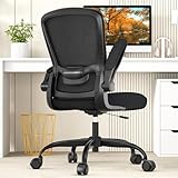 Office Chair, Ergonomic Desk Chair with Adjustable Lumbar Support & Seat Height, High Back Mesh Computer Chair with Flip-up Armrests Task Chairs (Modern, Black)