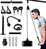 Pulley System for Exercise, 3 in 1 Pulley Cable System with LAT Pulldown Bar/ Tricep Rope/ 2M Gym Cable, Pro Weight Pulley System for Shoulder/Gym, Home Pulley Gym, Fitness Pulley Machine Attachments