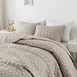 Beige Quilt King Size Bedding Sets with Pillow Shams, Lightweight Soft Bedspread Coverlet, Quilted Blanket Thin Comforter Bed Cover, All Season Summer Spring, Tan Cream, 3 Pieces, 104x90 inches